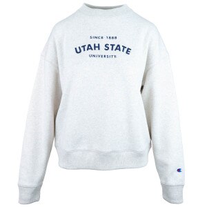 women' champion utah state university embroidered stone crewneck sweatshirt